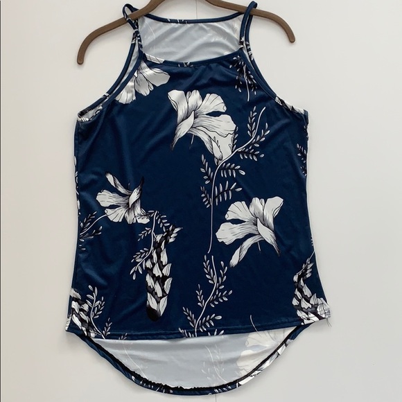 Tropical Print High-Low Halter Top - Picture 1 of 4